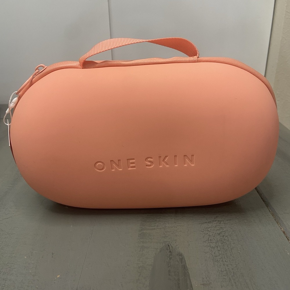 OneSkin Makeup Cosmetic Coral Soft Bag Travel Toiletry Zipper Pouch